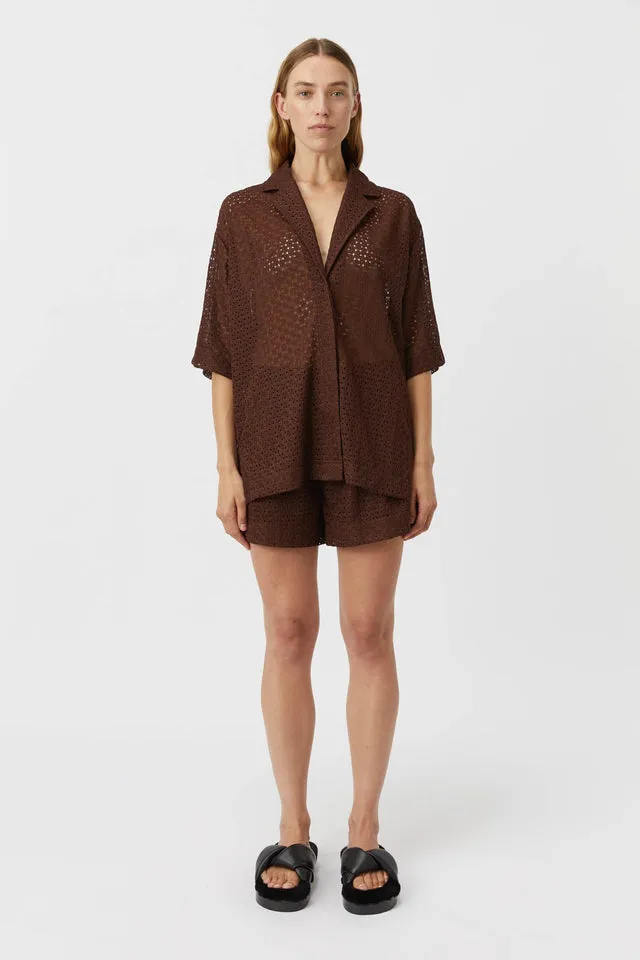 Camilla and Marc | Agna Lace Shirt - Mocha sold by Sister & Co product image thumbnail 3