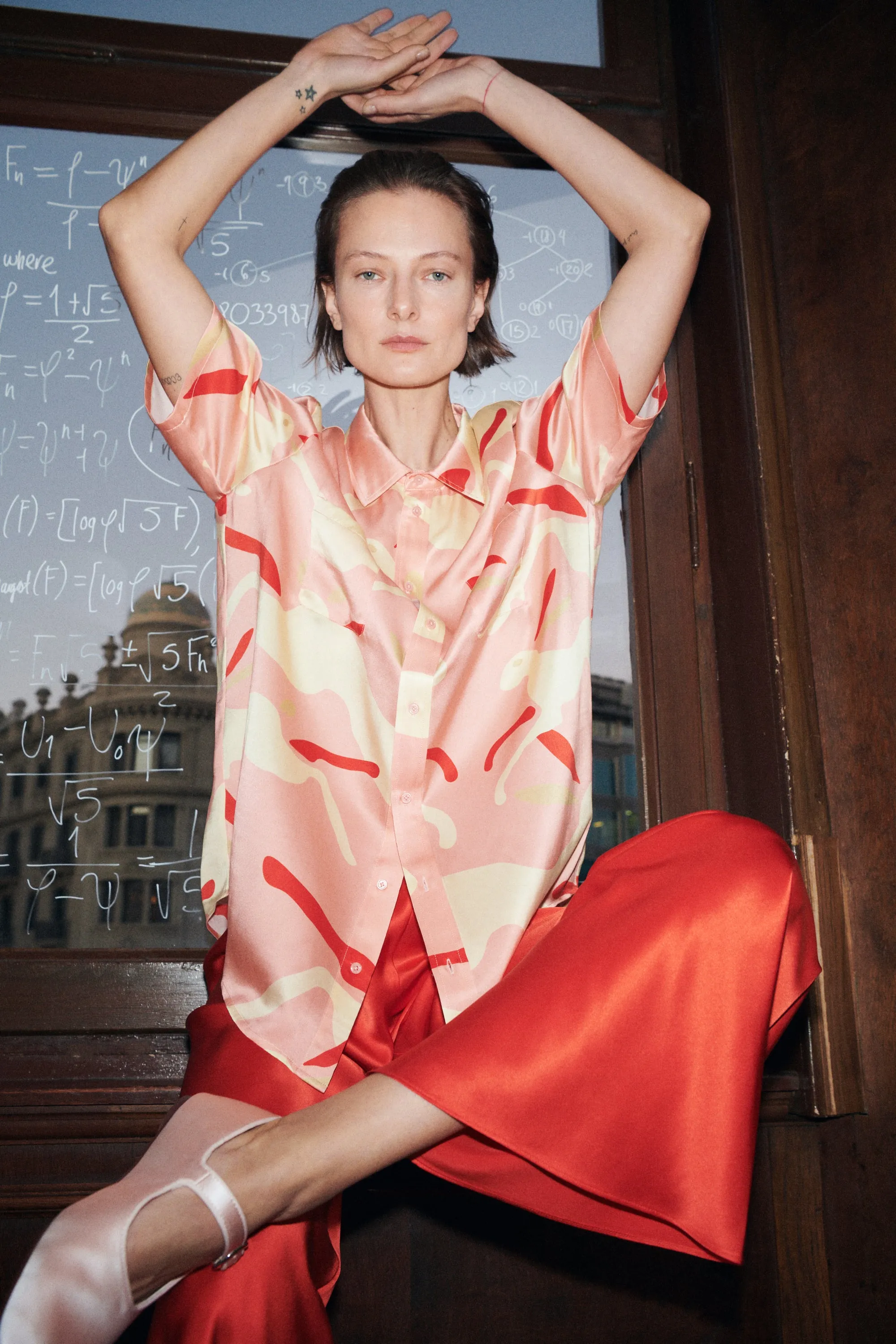 Silk Laundry | Short Sleeve Boyfriend Shirt - Rabbit Amaranth sold by Sister & Co product image thumbnail 2