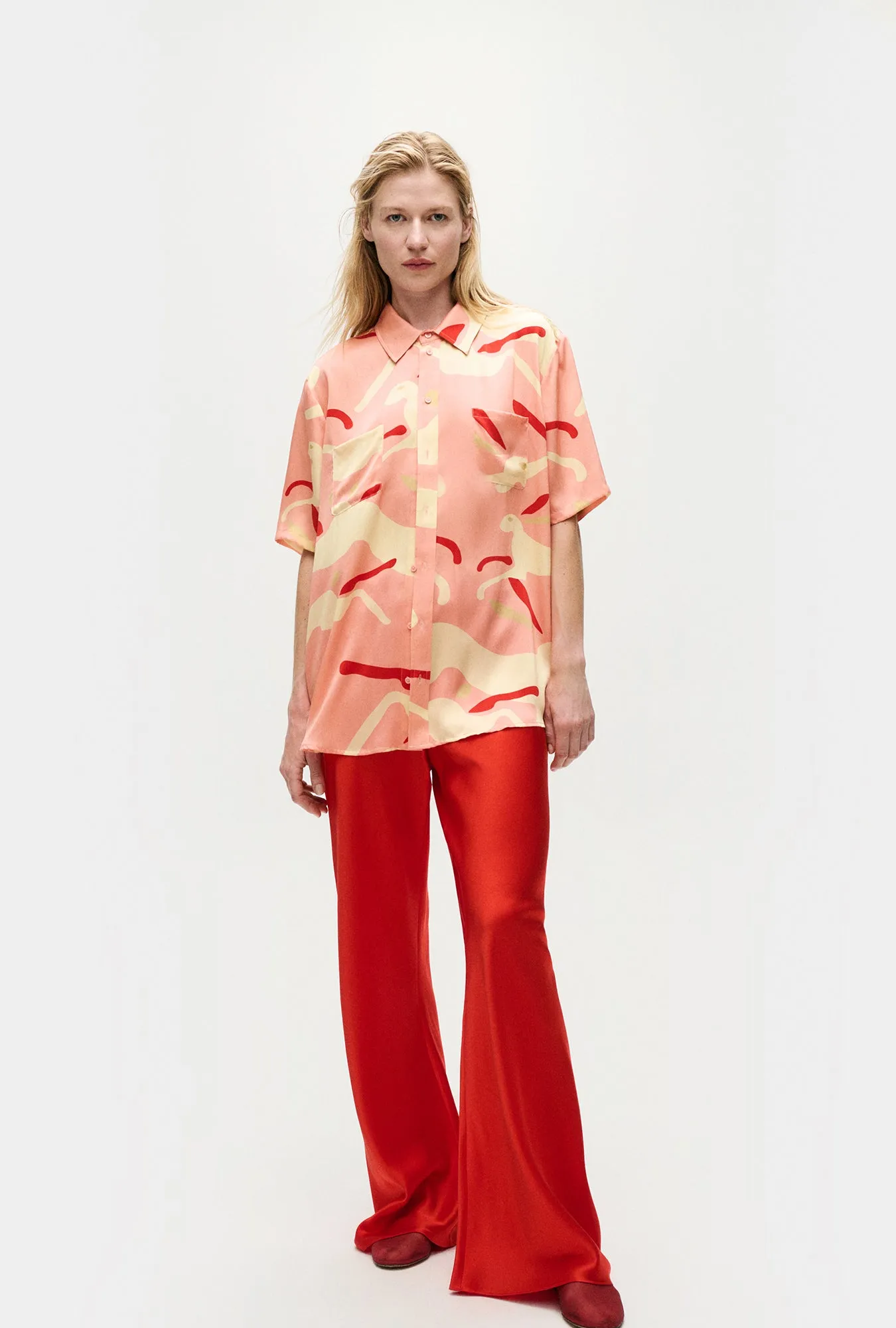 Silk Laundry | Short Sleeve Boyfriend Shirt - Rabbit Amaranth sold by Sister & Co product image thumbnail 4