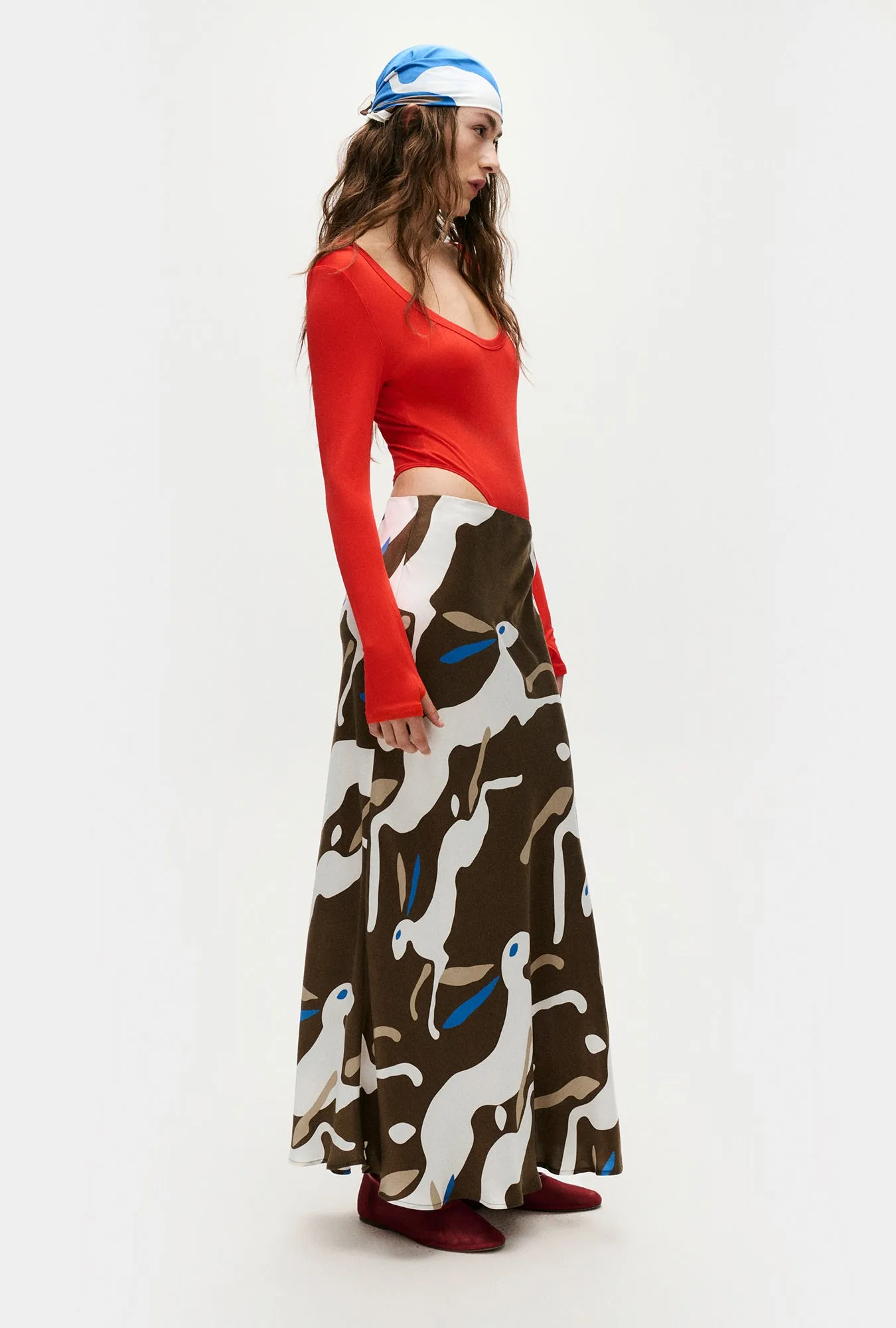 Silk Laundry | Long Bias Cut Skirt - Rabbit Dark Earth sold by Sister & Co product image thumbnail 4