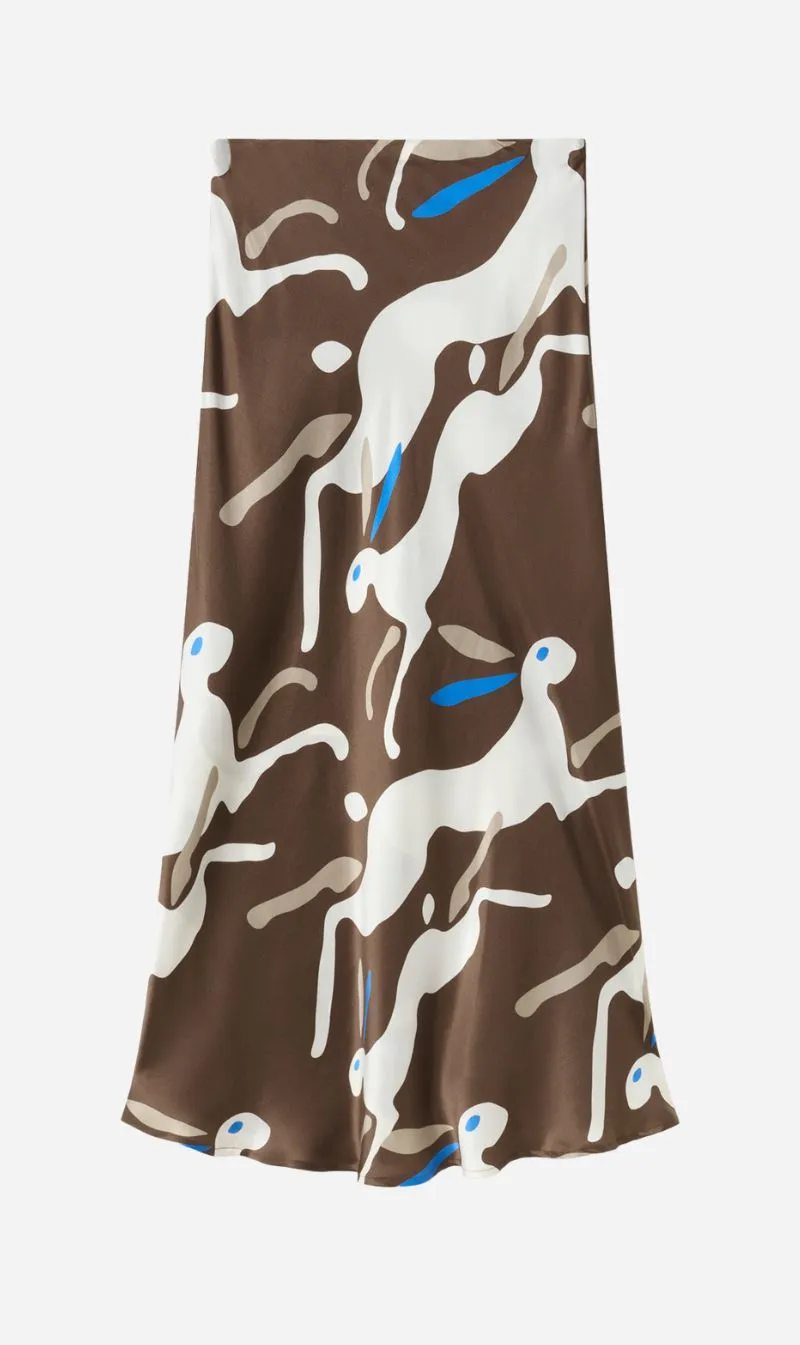 Silk Laundry | Long Bias Cut Skirt - Rabbit Dark Earth sold by Sister & Co