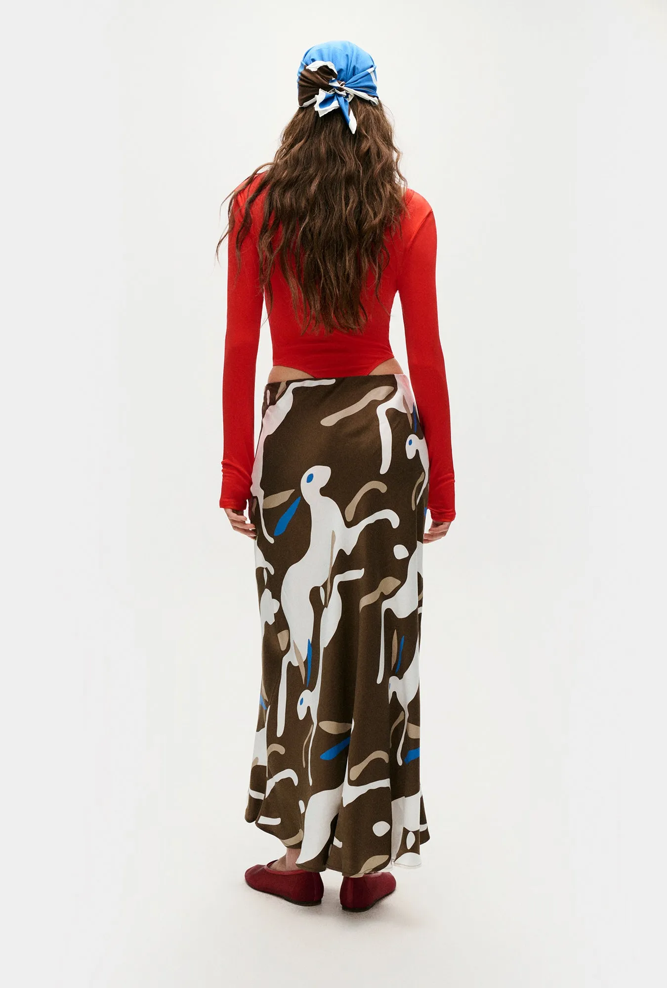 Silk Laundry | Long Bias Cut Skirt - Rabbit Dark Earth sold by Sister & Co product image thumbnail 5