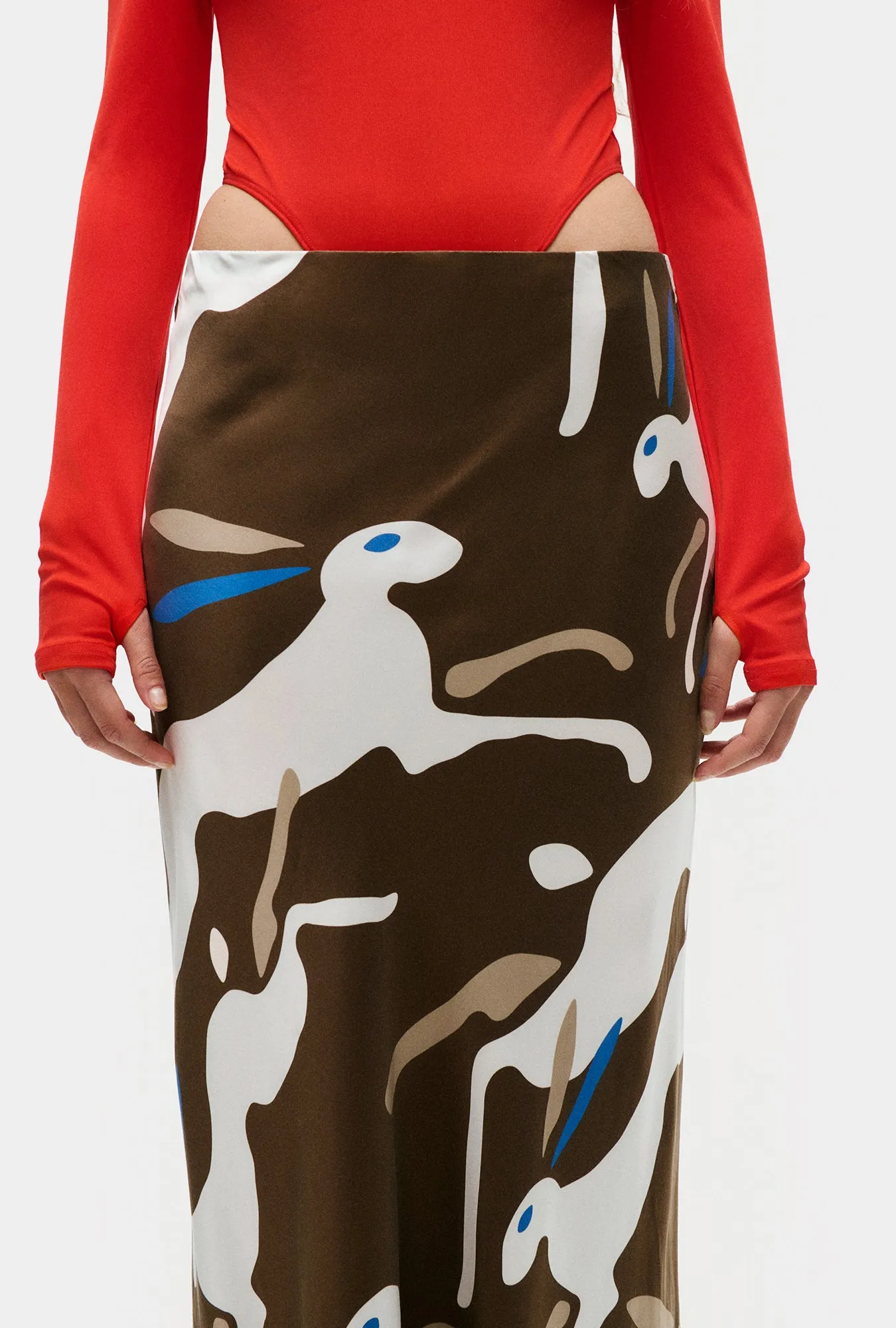 Silk Laundry | Long Bias Cut Skirt - Rabbit Dark Earth sold by Sister & Co product image thumbnail 3