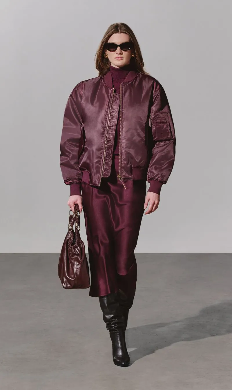 Anine Bing | Bar Silk Skirt - Bordeaux sold by Sister & Co