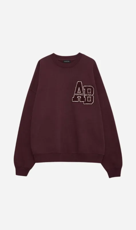 Anine Bing | Miles Oversized Sweatshirt Letterman - Dark Burgundy sold by Sister & Co