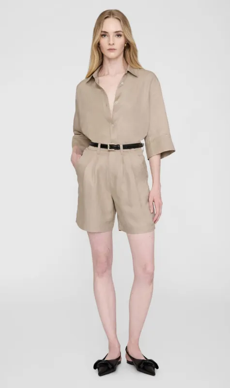 Anine Bing | Mary Shirt - Oatmeal Linen Blend sold by Sister & Co