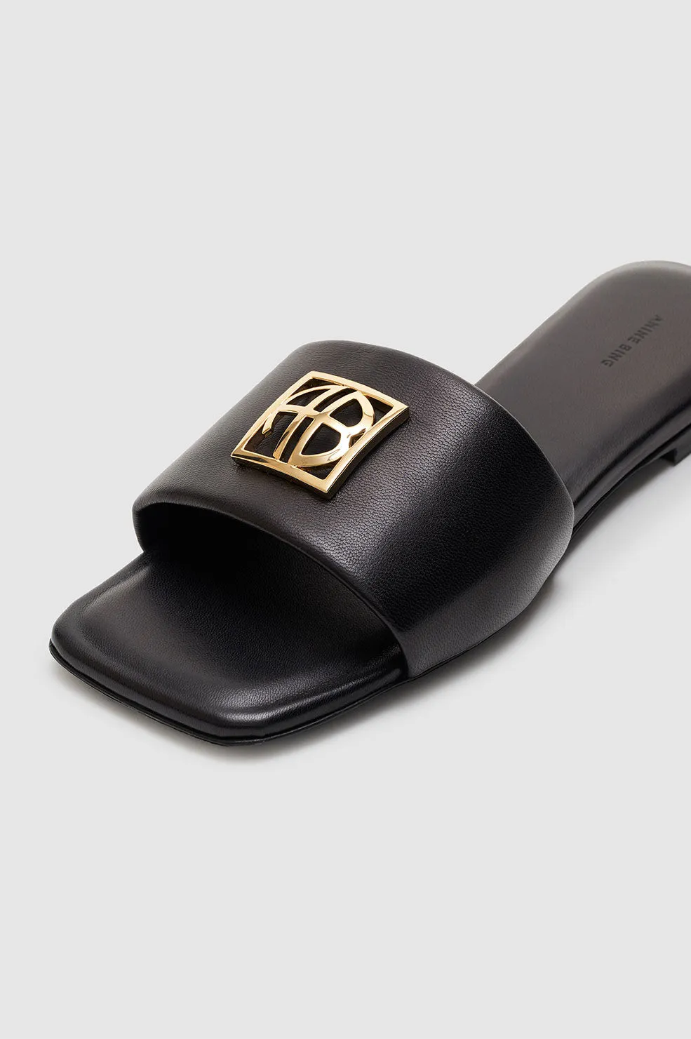 Anine Bing | Ria Slides Gold Hardware - Black sold by Sisters & Co product image thumbnail 5