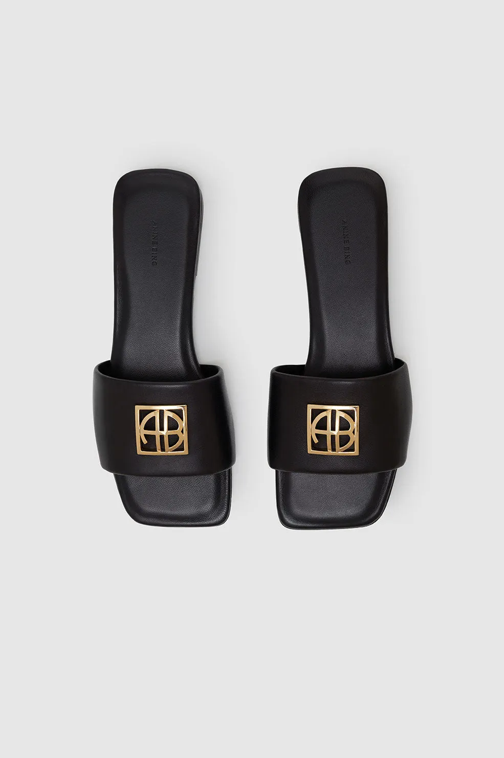 Anine Bing | Ria Slides Gold Hardware - Black sold by Sisters & Co product image thumbnail 3