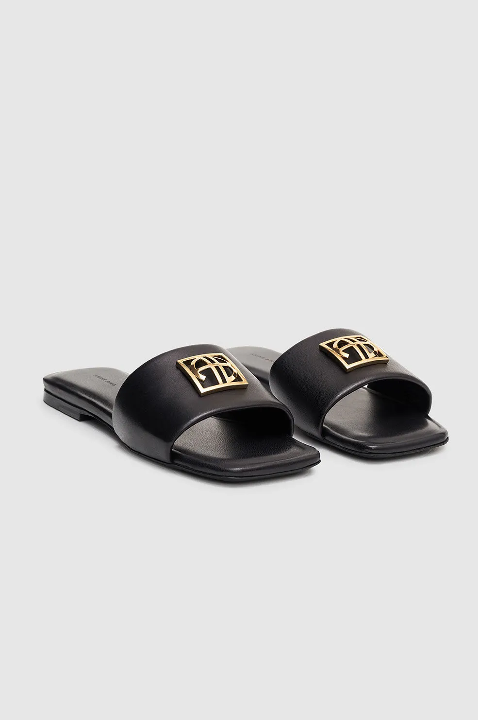 Anine Bing | Ria Slides Gold Hardware - Black sold by Sisters & Co product image thumbnail 4