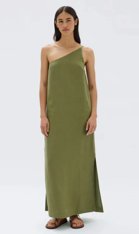 Assembly Label | Farriday Linen Silk Asymmetric Midi Dress - Pandan sold by Sister & Co