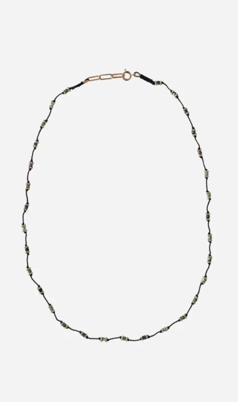 Tityaravy | Lotus Long Necklace - Noir / Ruby Zoisite sold by Sister & Co