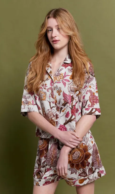 Papinelle x Karen Walker | Edwardian Floral Boxer PJ Set - Macadamia sold by Sister & Co