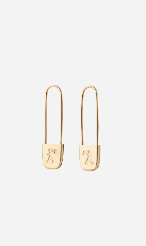 Karen Walker | Runaway Safety Pin Earrings - Gold sold by Sister & Co