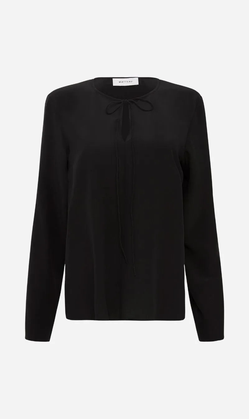 Matteau | Popover Tie Blouse - Black sold by Sisters & Co