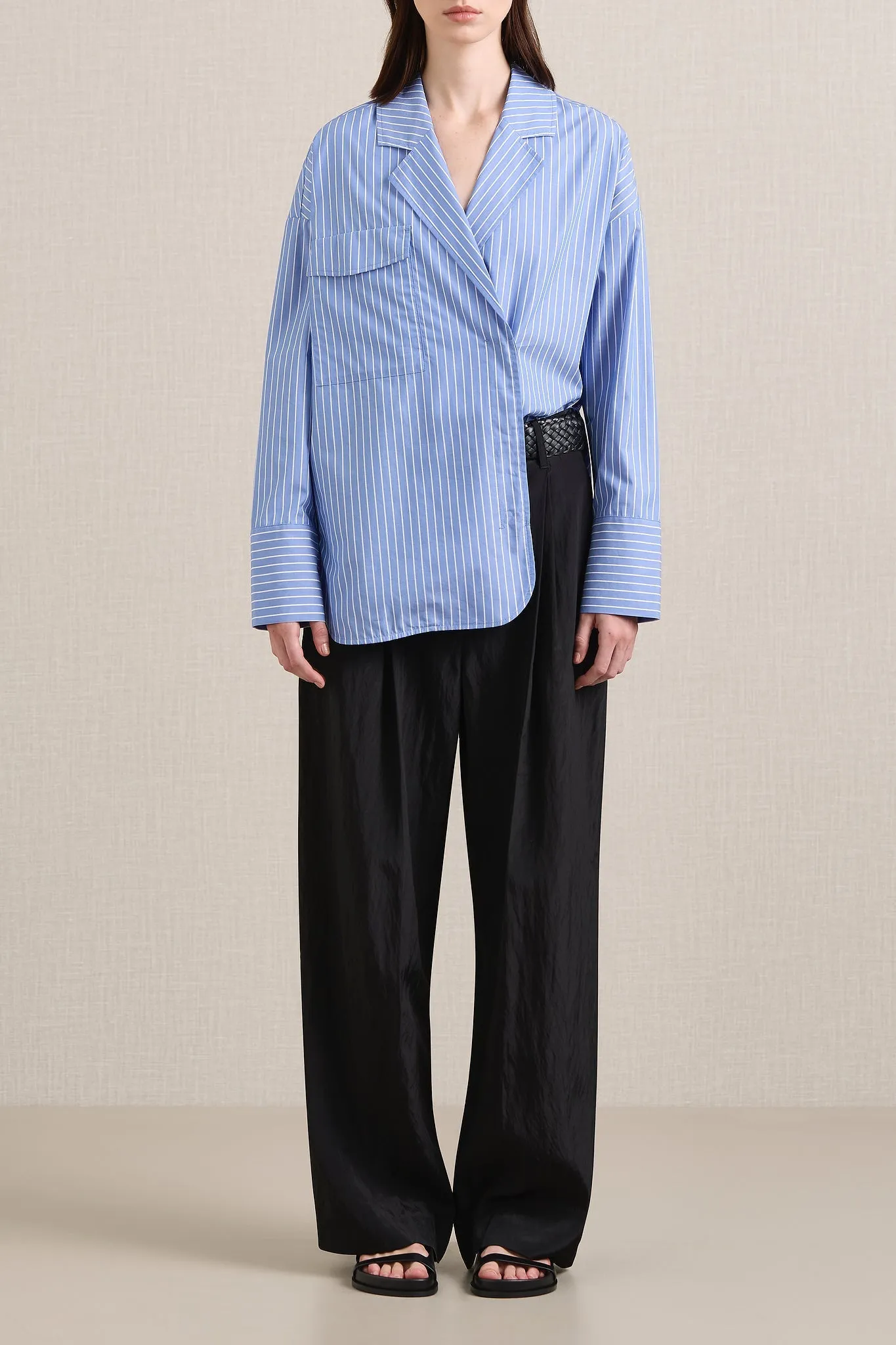 A.Emery | The Agnes Wrap Shirt - Cornflower Stripe sold by Sister & Co product image thumbnail 2