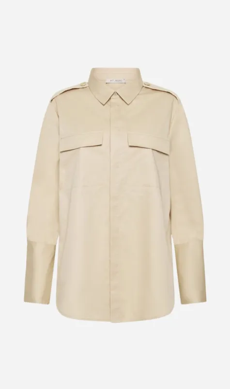 St Agni | Classic Utility Shirt - Champagne made by St. Agni
