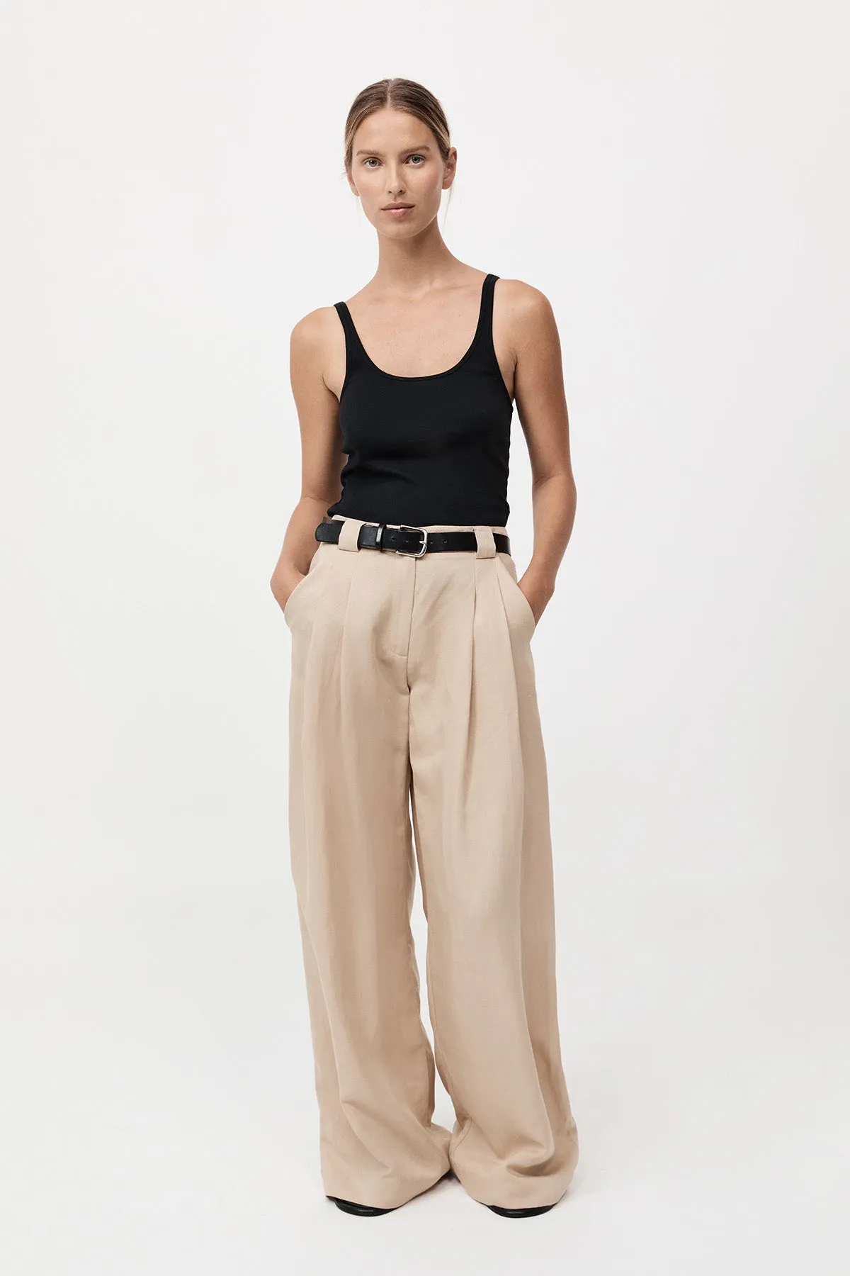 St Agni | Wide Leg Pleat Pants - Dune sold by Sister & Co product image thumbnail 4