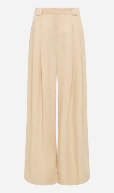 St Agni | Wide Leg Pleat Pants - Dune sold by Sister & Co