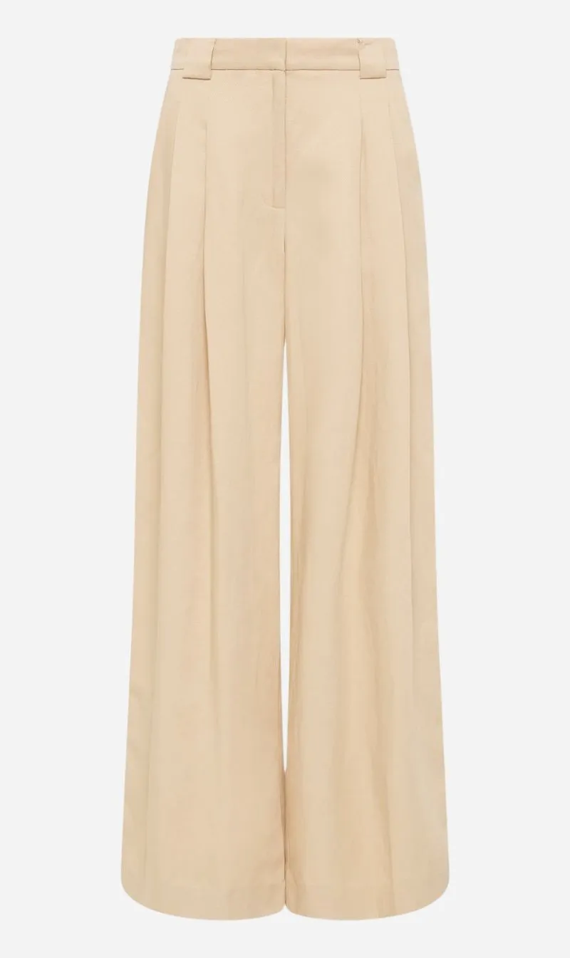 St Agni | Wide Leg Pleat Pants - Dune sold by Sister & Co