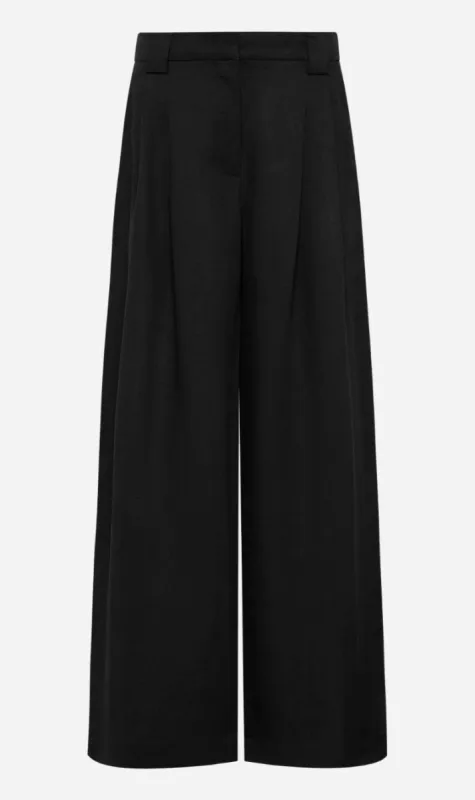 St Agni | Wide Leg Pleat Pants - Black sold by Sister & Co