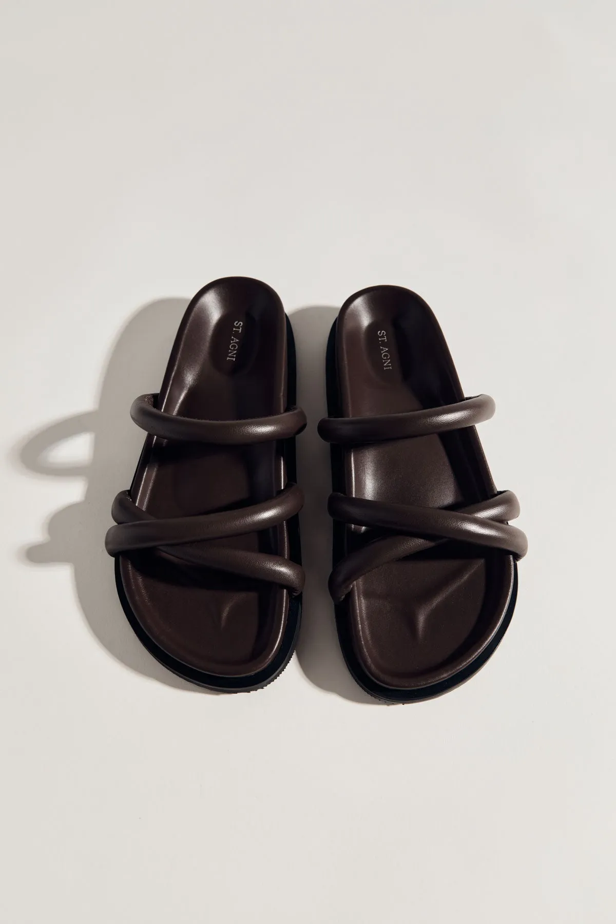 St Agni | Soft Cross Strap Slide - Chocolate sold by Sister & Co product image thumbnail 3