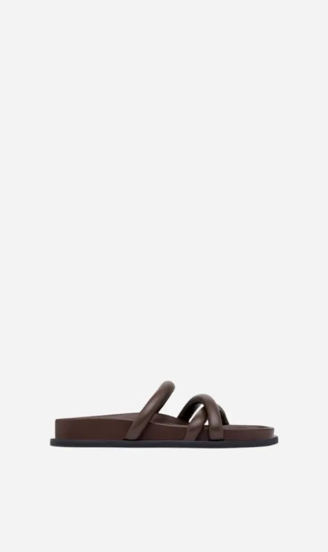 St Agni | Soft Cross Strap Slide - Chocolate sold by Sister & Co