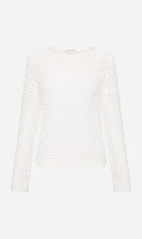 St Agni | Cotton Crochet Jumper - Off White sold by Sister & Co