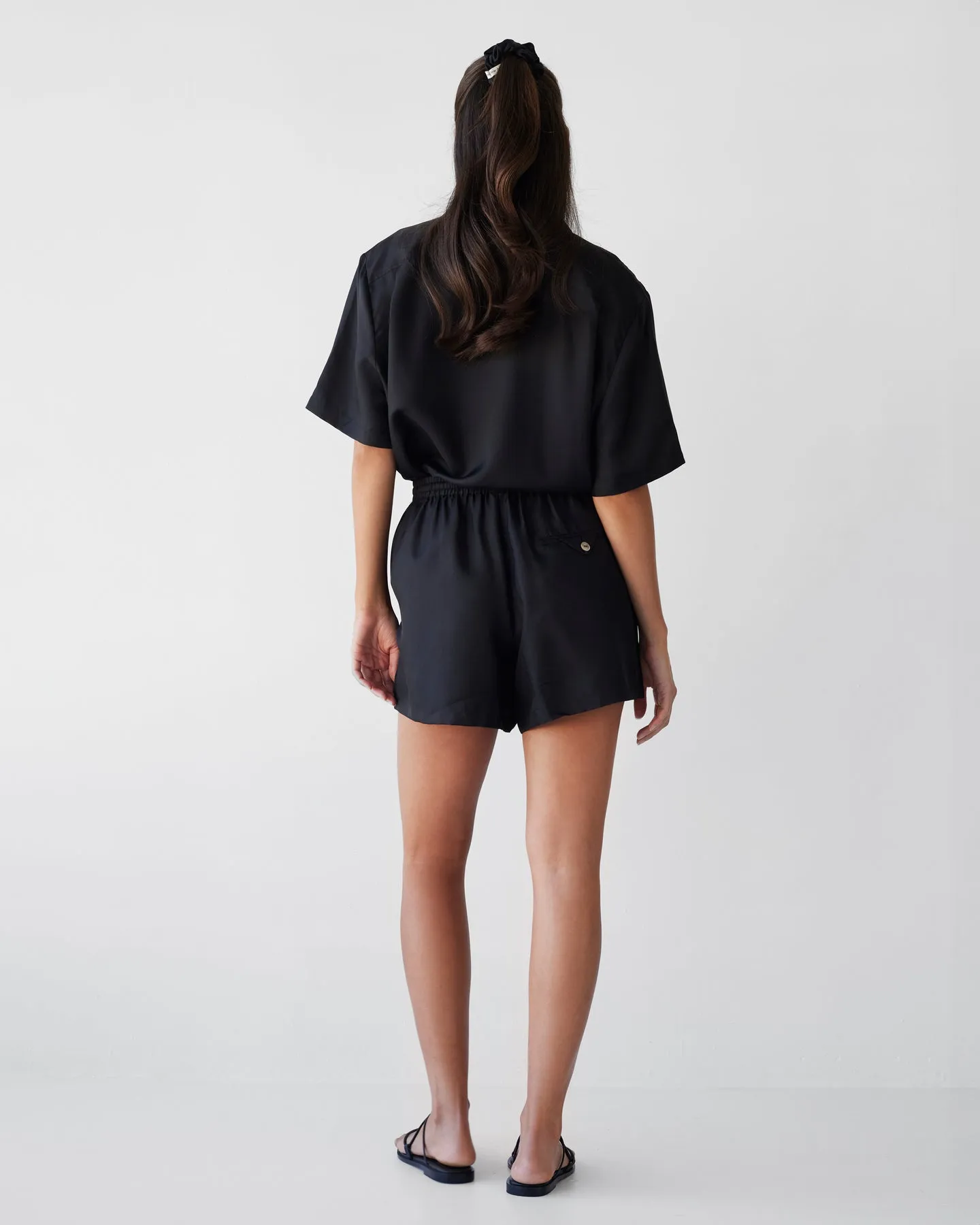 Dear Dylan | Silk Twill Drawstring Short - Noir sold by Sister & Co product image thumbnail 5