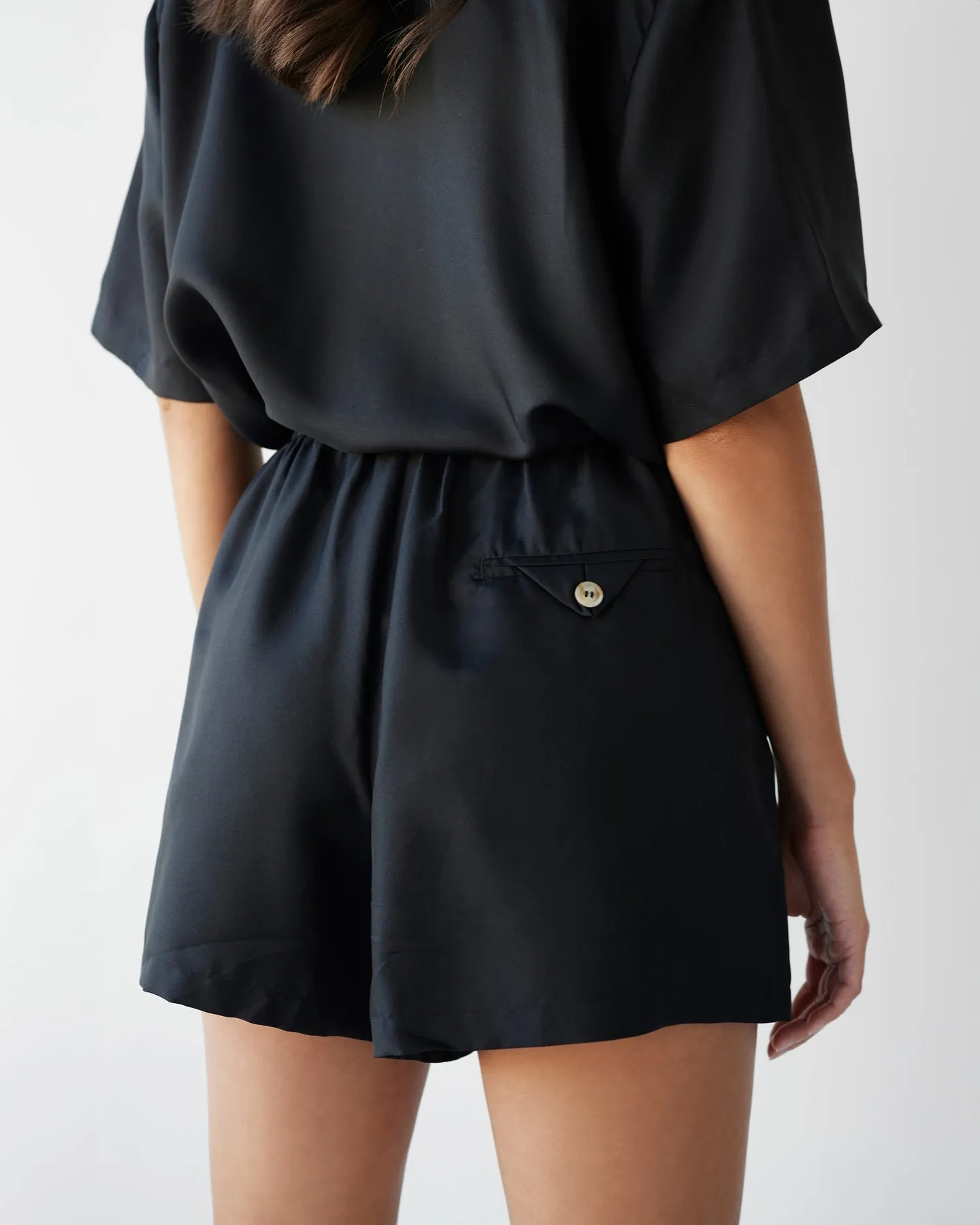 Dear Dylan | Silk Twill Drawstring Short - Noir sold by Sister & Co product image thumbnail 3