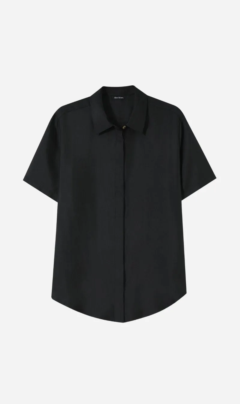 Dear Dylan | Silk Twill Shirt - Noir sold by Sister & Co