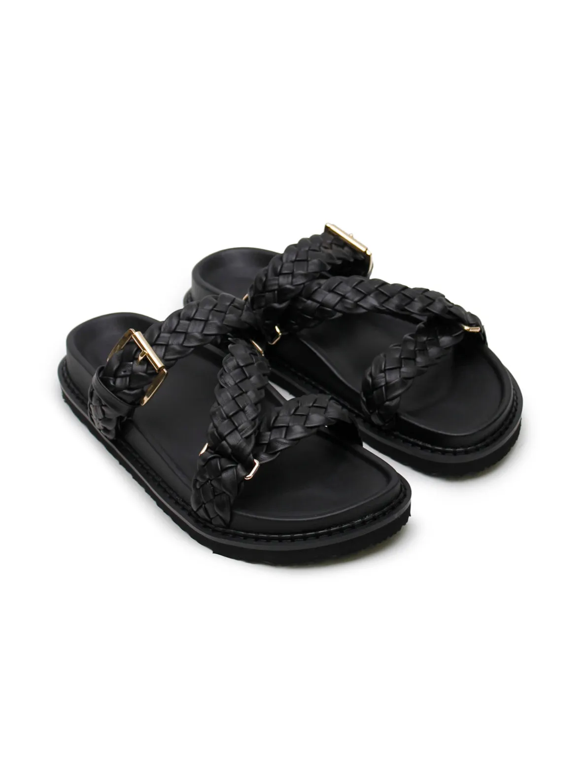 La Tribe | Aki Braided Slide - Black/Gold sold by Sisters & Co product image thumbnail 3