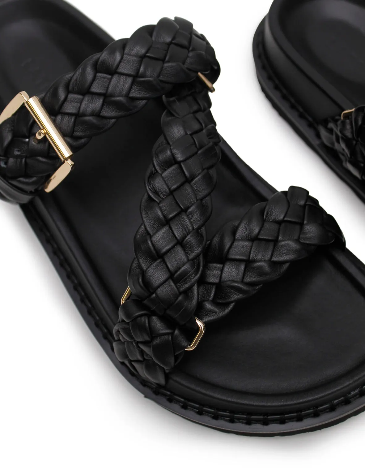 La Tribe | Aki Braided Slide - Black/Gold sold by Sisters & Co product image thumbnail 5