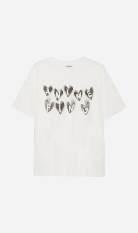 Anine Bing | Cade Tee Hearts - Ivory sold by Sister & Co
