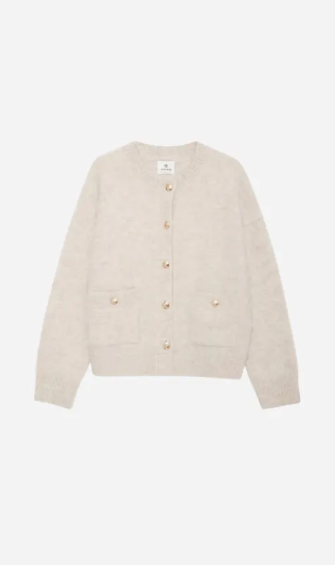 Anine Bing | Bobbie Cardigan - Light Oat sold by Sister & Co