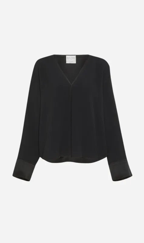 Forte Forte | Envers Satin Long Sleeve Top - Nero made by Forte Forte