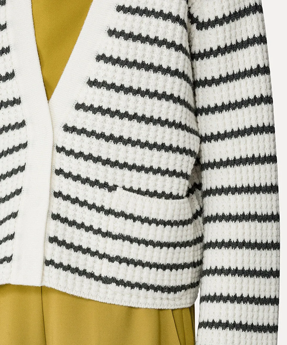 Forte Forte | Merino Striped Cardigan - Bianco sold by Sister & Co product image thumbnail 3