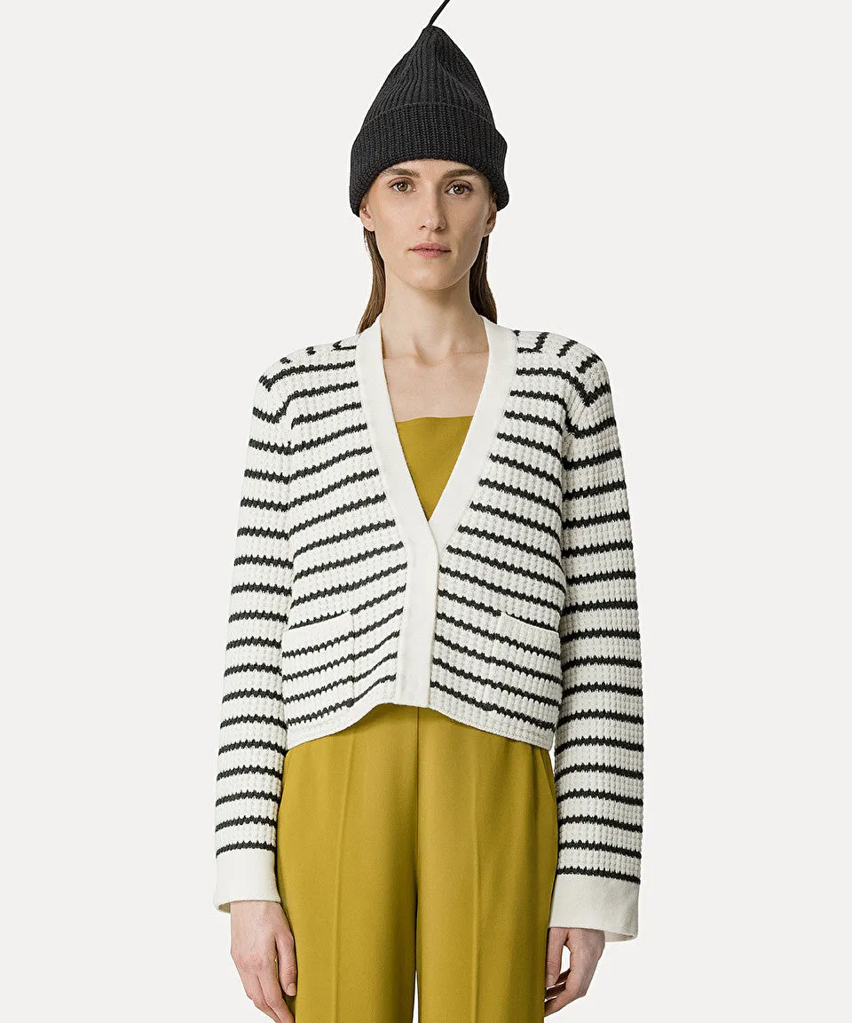 Forte Forte | Merino Striped Cardigan - Bianco sold by Sister & Co product image thumbnail 2