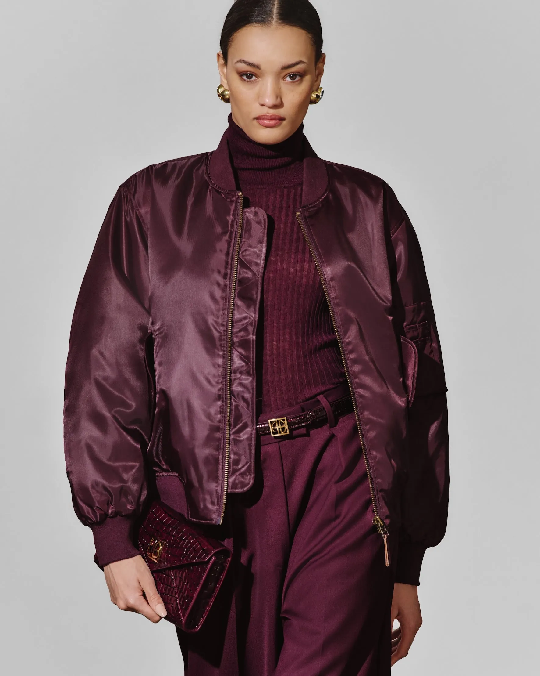 Anine Bing | Monogram Belt - Burgundy Small Embossed sold by Sister & Co product image thumbnail 2