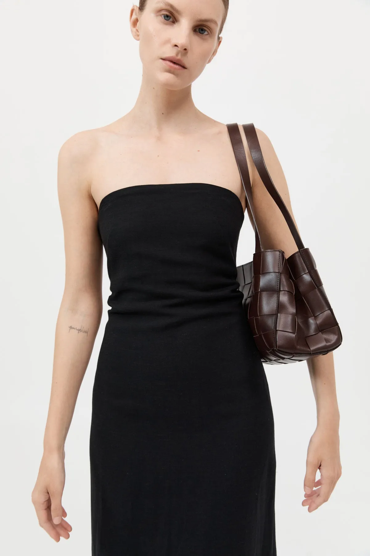 St Agni | Slim Woven Tote - Chocolate sold by Sister & Co product image thumbnail 4