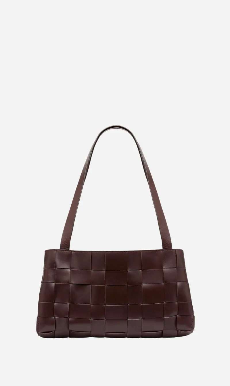 St Agni | Slim Woven Tote - Chocolate sold by Sister & Co