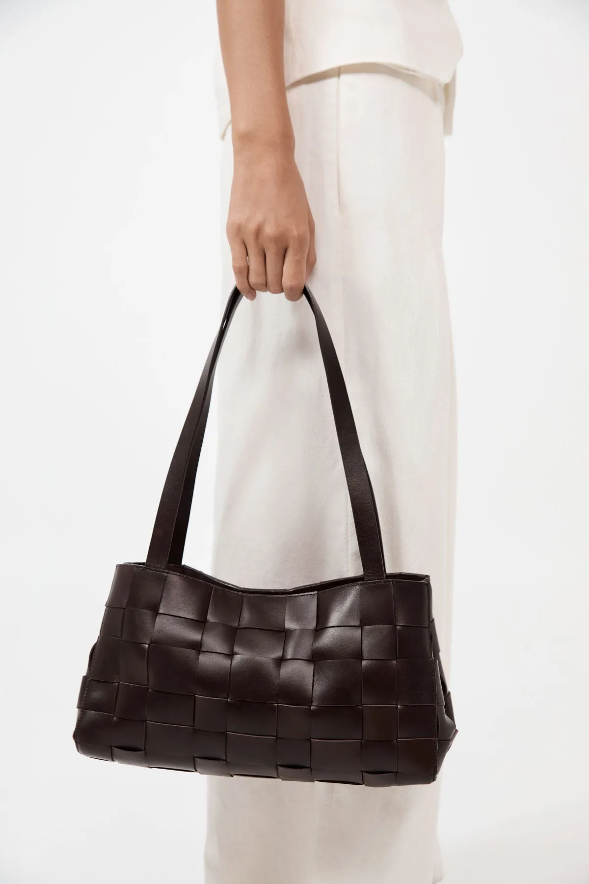 St Agni | Slim Woven Tote - Chocolate sold by Sister & Co product image thumbnail 2