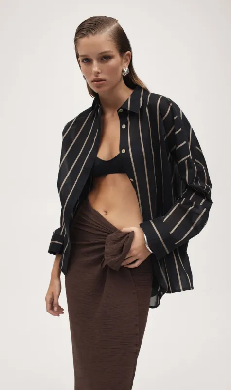 Marle | Edie Shirt - Black Stripe sold by Sister & Co