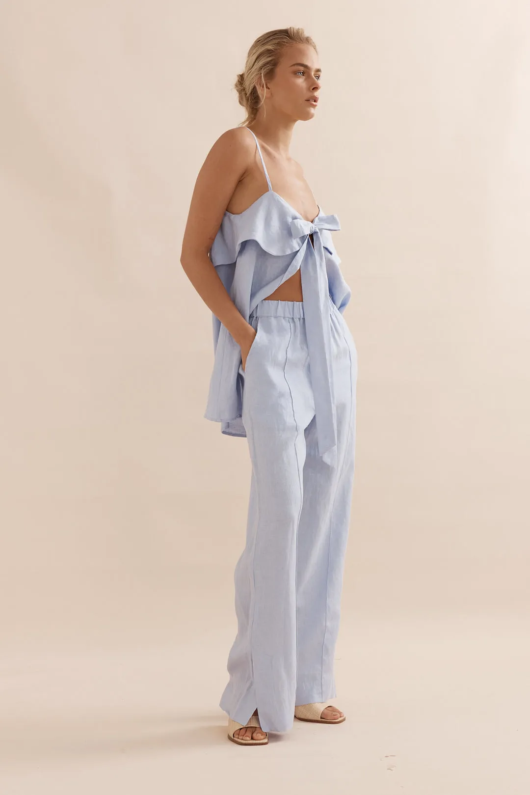 Caitlin Crisp | Jimmy Jogger - Sky Blue Linen sold by Sister & Co product image thumbnail 3