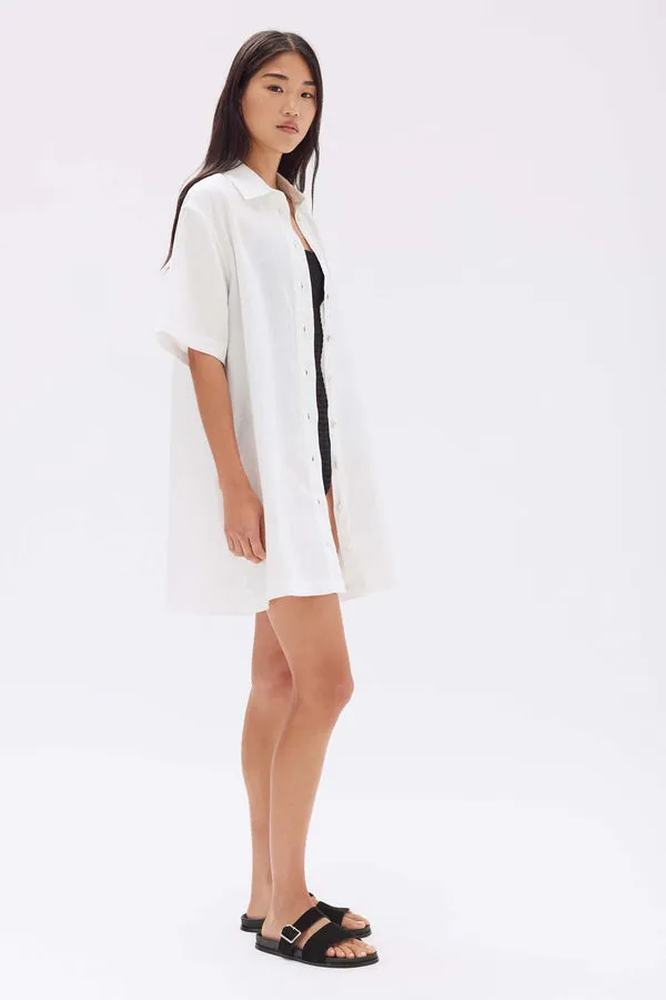 Assembly Label | Louise Linen Mini Shirt Dress - White sold by Sister & Co product image thumbnail 3