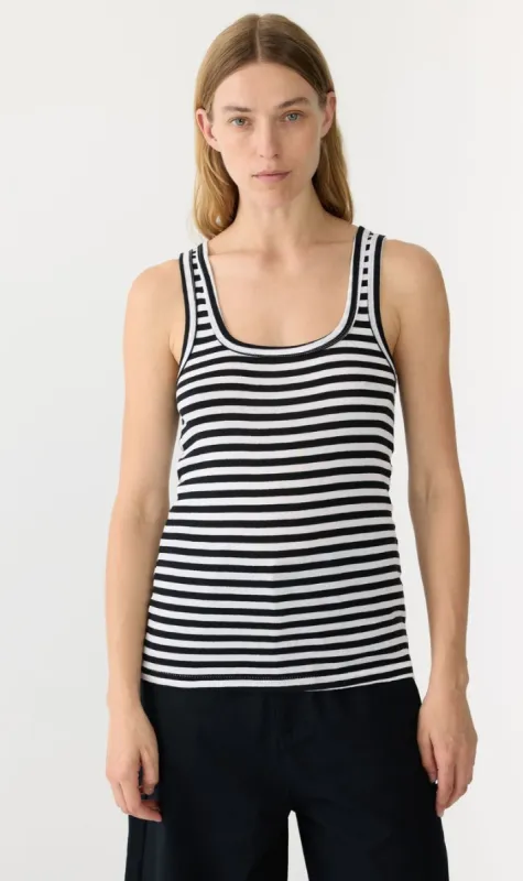 Bassike | Stripe Slim Rib Tank II - Black/White sold by Sisters & Co