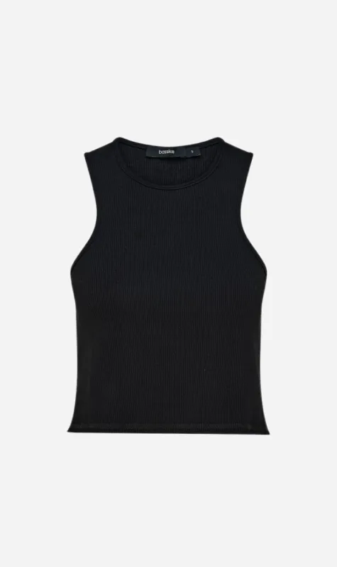 Bassike | Cropped Rib Athletic Tank - Black sold by Sister & Co