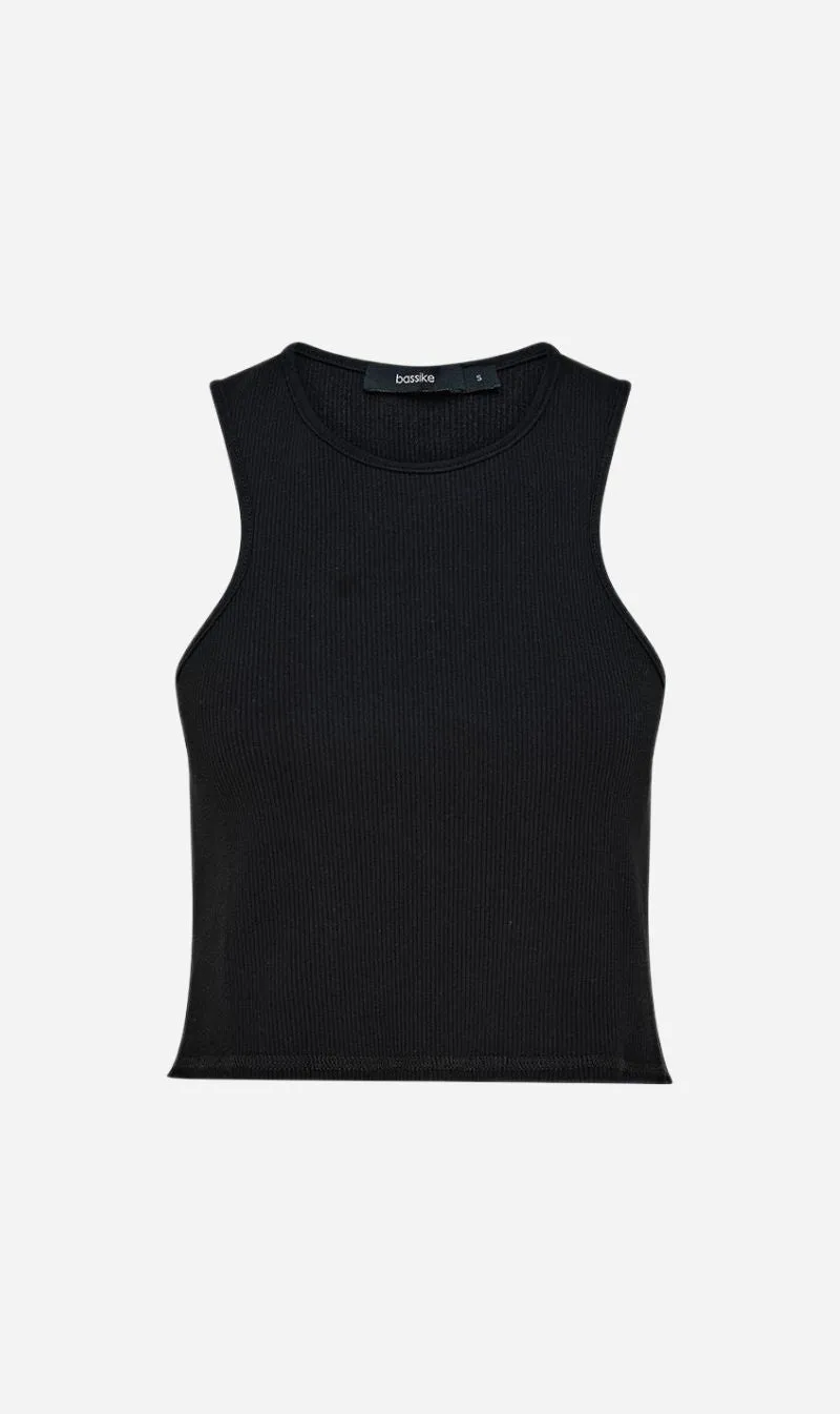 Bassike | Cropped Rib Athletic Tank - Black sold by Sister & Co