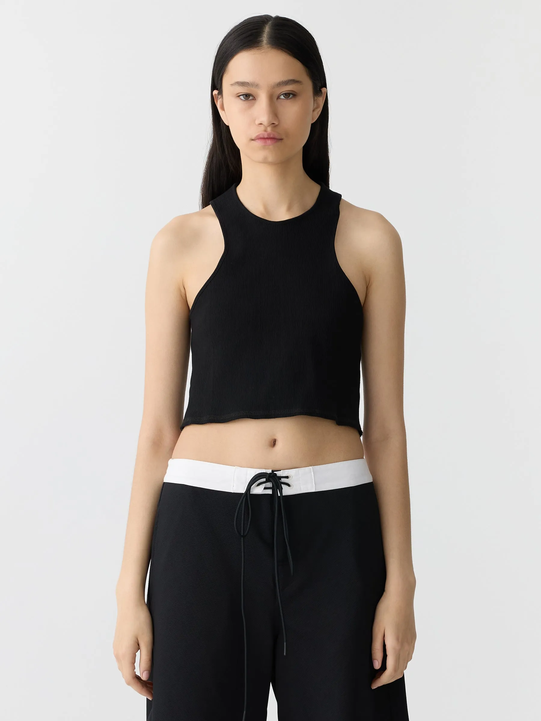 Bassike | Cropped Rib Athletic Tank - Black sold by Sister & Co product image thumbnail 2