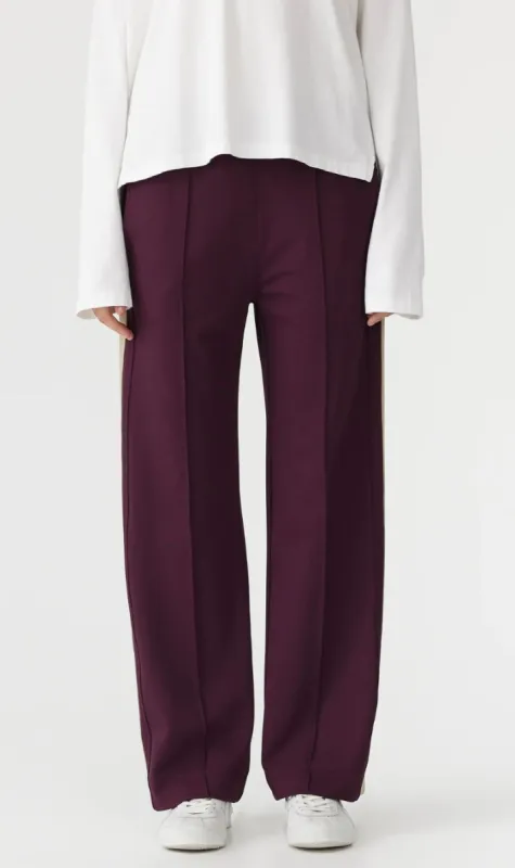 Bassike | Twill Stripe Detail Pant - Burgundy/Tan sold by Sister & Co