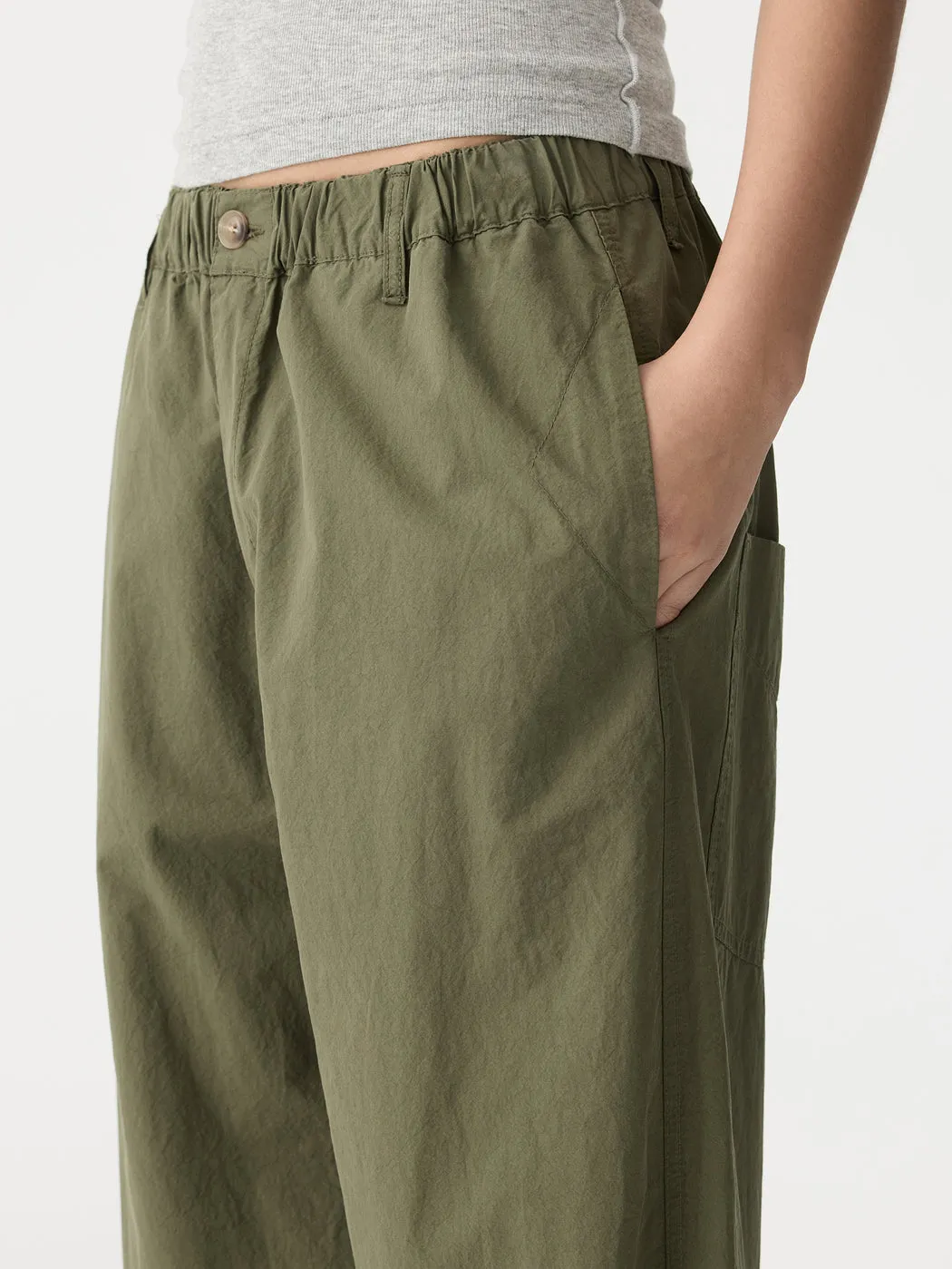Bassike | Crushed Cotton Summer Pant - Khaki sold by Sister & Co product image thumbnail 3